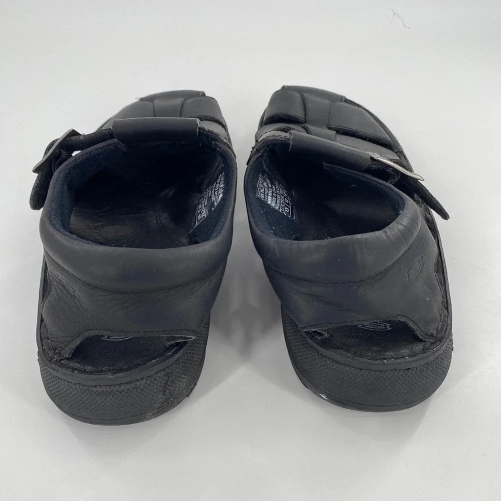 Skechers Mens Black Leather Fisherman Sandals Size 13 Buckle Adjustable‎ Comfort
